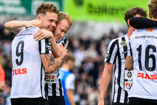 Landskronas Frederik Ihler och David Edvardsson jublar