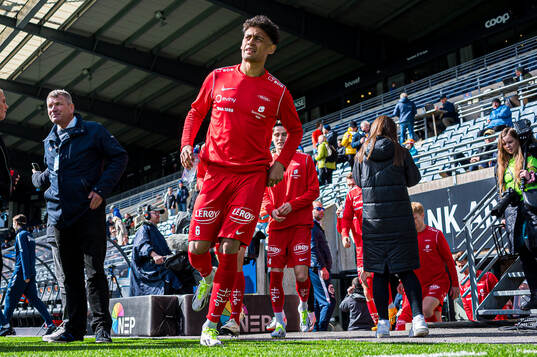 Japhet Sery Larsen of Brann ahead of the Eliteserien match between Viking and Brann on April 14, 2024 in Stavanger. 