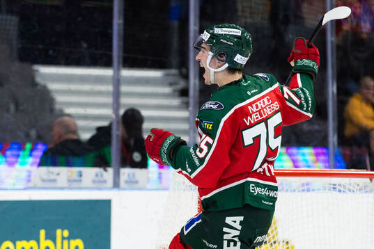 Frölundas David Edstrom jublar