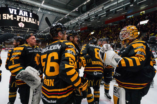 Skellefteås målvakt Linus Söderström jublar med Anton