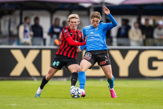 Brommapojkarnas Alexander Jensen och Halmstads Birnir Ingason