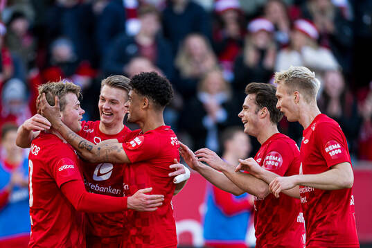 Aune Heggebø of Brann celebrates after scoring the 2-0 goal