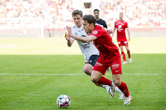 Filip Rønningen Jørgensen of Odd and Felix Horn Myhre of Brann