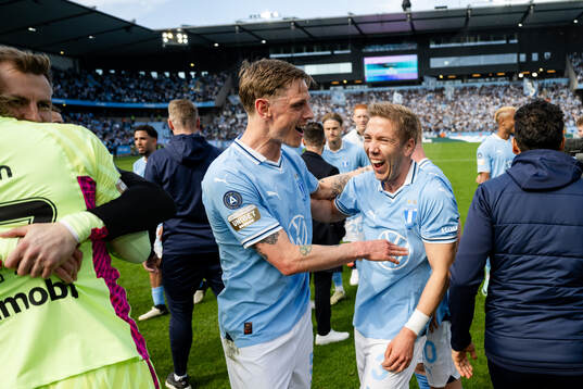 Malmö FFs Søren Rieks och Anton Tinnerholm jublar