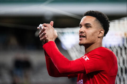 Hammarbys målvakt Oliver Dovin jublar