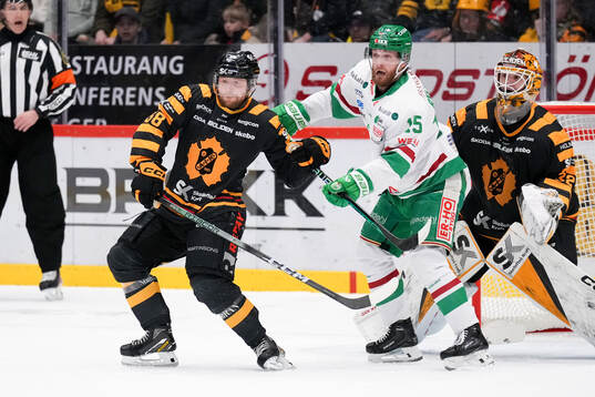 Skellefteås Oskar Nilsson och målvakt Linus Söderström