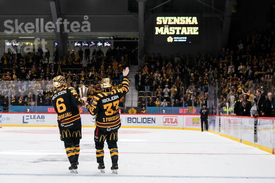 Skellefteås Måns Forsfjäll och Zeb Forsfjäll jublar med