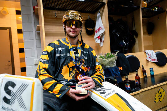 Skellefteås målvakt Linus Söderström med Stefan Liv