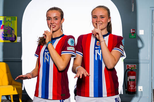 Elle Ulstein and Tuva Sagen of the Norwegian U17 national football team poses for a portrait