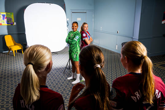 Goalkeeper Maria Kroken and Christina Herseth of the Norwegian U17 national football team poses for a portrait
