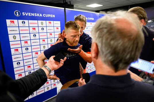 Malmö FFs Anders Christiansen och målvakt Johan Dahlin