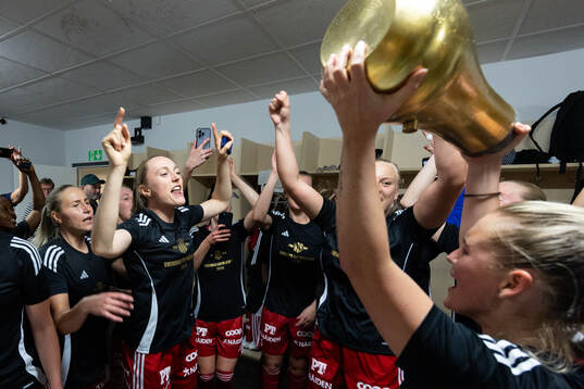 Piteås spelare firar i omklädningsrummet
