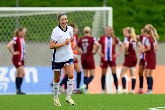 Laila Harbert of England celebrates the 2-0 goal
