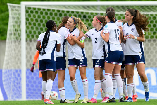 Laila Harbert of England celebrates the 2-0 goal