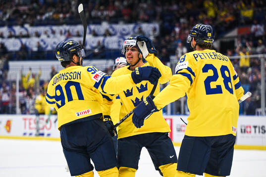 Joel Eriksson Ek of Sweden celebrates