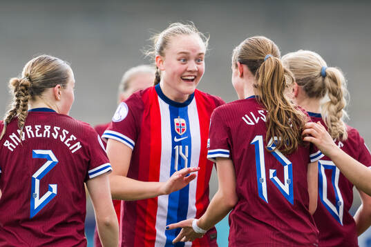 Tuva Olaussen Sagen Elle Ulstein of Norway celebrate after 2-0