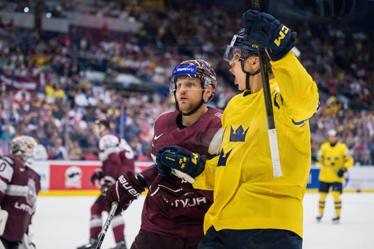 Joel Eriksson Ek of Sweden celebrates