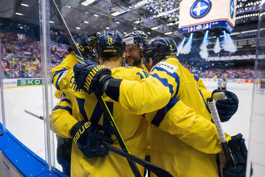 Joel Eriksson Ek of Sweden celebrates