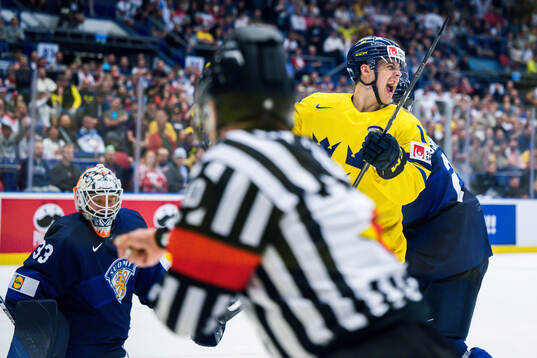 Joel Eriksson Ek of Sweden celebrates