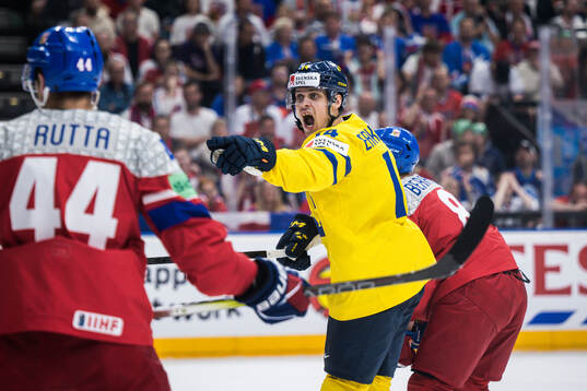 Joel Eriksson Ek of Sweden celebrates