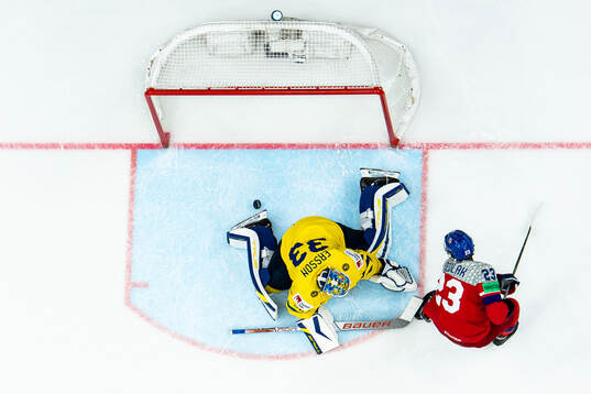 Lukas Sedlak of Czech Republic scores the 6-3 goal behind