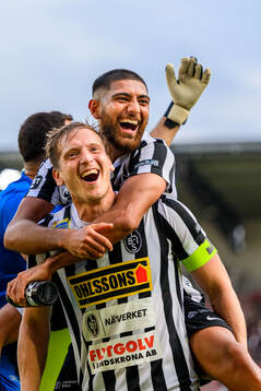 Landskronas Frederik Ihler och Rassa Rahmani jublar