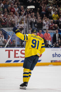 Carl Grundström of Sweden celebrates the 1-0 goal