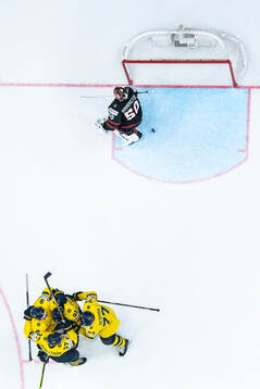 Carl Grundström of Sweden celebrate with Adrian Kempe,