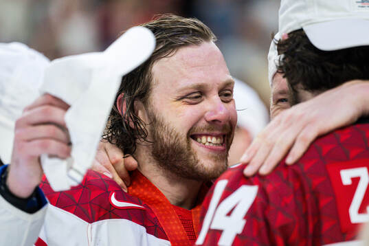 David Pastrnak of Czech Republic celebrates