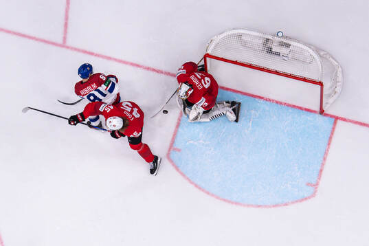 Dominik Kubalik of Czech Republic against Michael Fora and