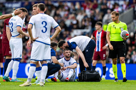 Valon Berisha of Kosovo in pain