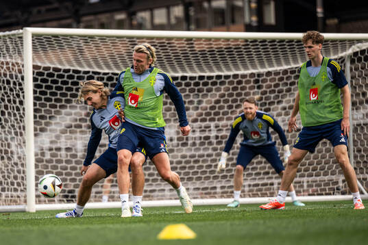 Sebastian Nanasi and Emil Forsberg of the Swedish men's national football team