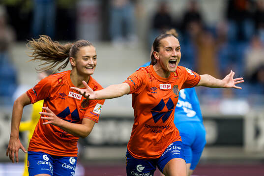 Maria Herdel Pedersen of AaFK Fortuna celebrates after scoring the 1-0 goal
