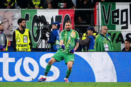 Goalkeeper Gianluigi Donnarumma of Italy celebrates