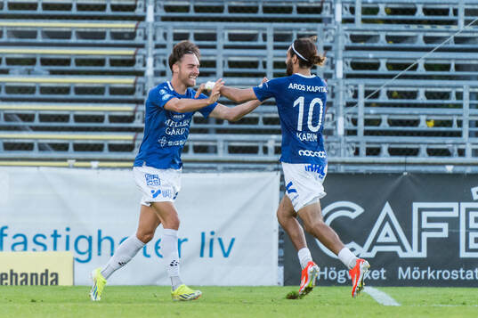 Trelleborgs Felix Hörberg och Hady Saleh Karim jublar efter 1-0