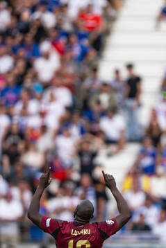 Romelu Lukaku of Belgium celebrates a goal that was later disallowed