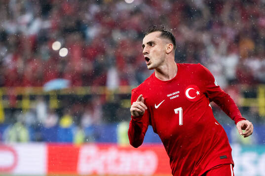 Kerem Akturkoglu of Türkiye celebrates after 3-1