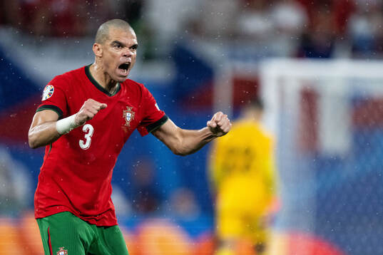 Pepe of Portugal celebrates after 1-1