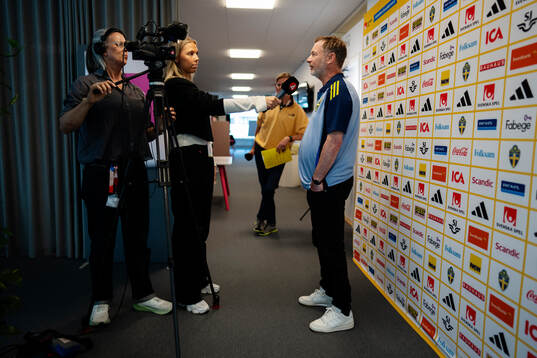 Peter Gerhardsson, head coach of the Swedish women's national football team interviewed by Swedish broadcasting company TV4