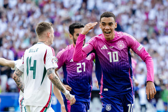 Jamal Musiala of Germany celebrates the 1-0 goal