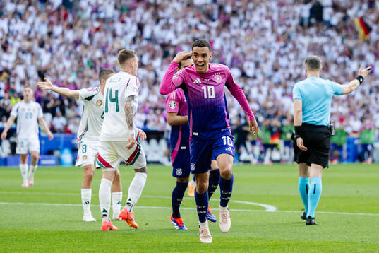 Jamal Musiala of Germany celebrates the 1-0 goal