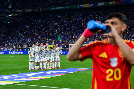 The starting eleven of Italy ahead of the UEFA Euro 2024 Football Championship match between Spain and Italy on June 20, 2024 in Gelsenkirchen. 
