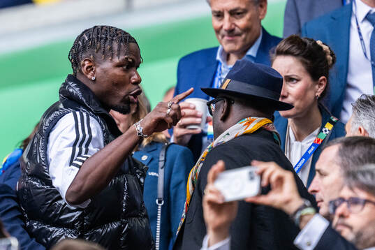 Paul Pogba is seen in the stands