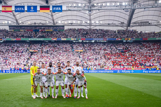  goalkeeper Manuel Neuer, Toni Kroos, Antonio Rüdiger, Emre Can, Kai Havertz, Jonathan Tah, David Raum, Joshua Kimmich, Jamal Musiala, Ilkay Gündogan and Leroy Sané.