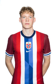 Vetle Auklend of the Norwegian U19 national football team poses for a portrait
