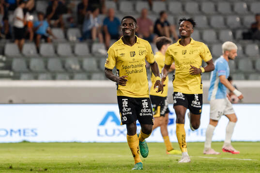 Michael Baidoo and Jalal Abdullai  of Elfsborg celebrate