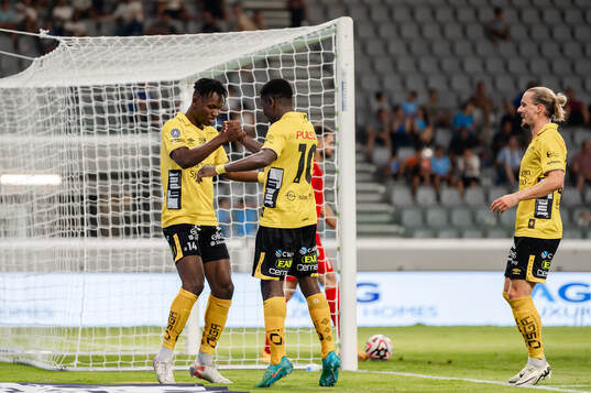 Michael Baidoo and Jalal Abdullai  of Elfsborg celebrate
