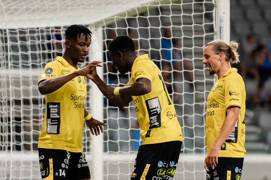 Michael Baidoo and Jalal Abdullai  of Elfsborg celebrate