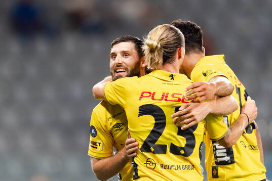 Niklas Hult and Arber Zeneli of Elfsborg celebrate