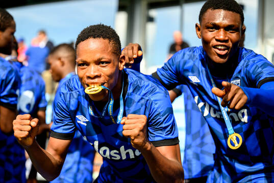 Sporting Lagos spelare jublar efter B17E finalen mellan Sporting Lagos  och FC Tokyo